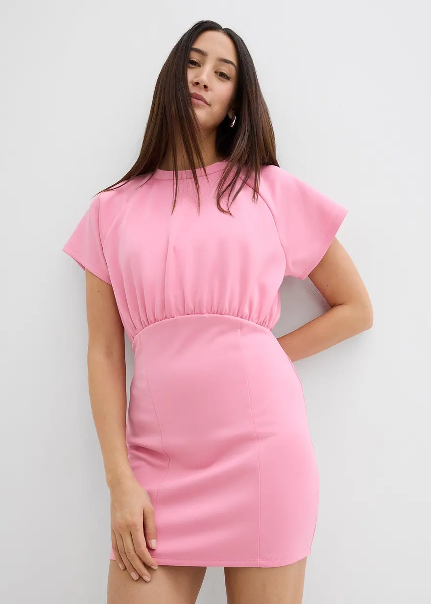 Bonprix Modisches Shirtkleid Mit Raffung Und Weiten Ärmeln - Rosa - Damen