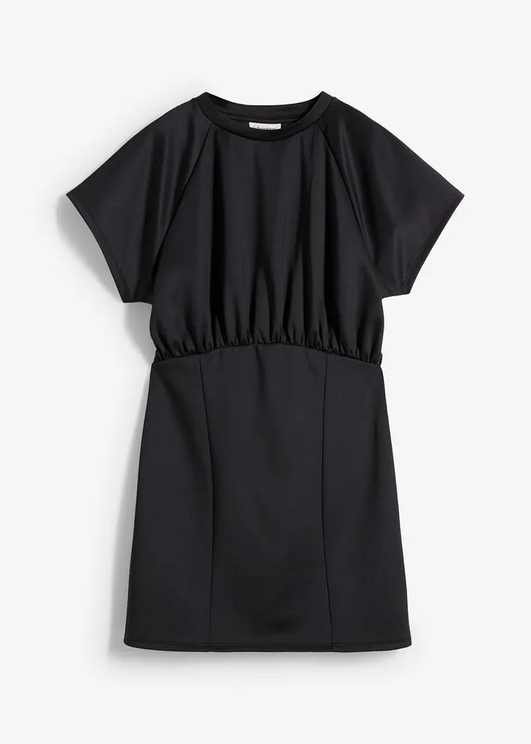 bonprix Modisches Shirtkleid mit Raffung und weiten Ärmeln - schwarz