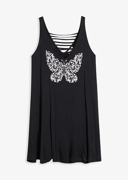 bonprix Modisches Strandkleid mit V-Ausschnitt - schwarz