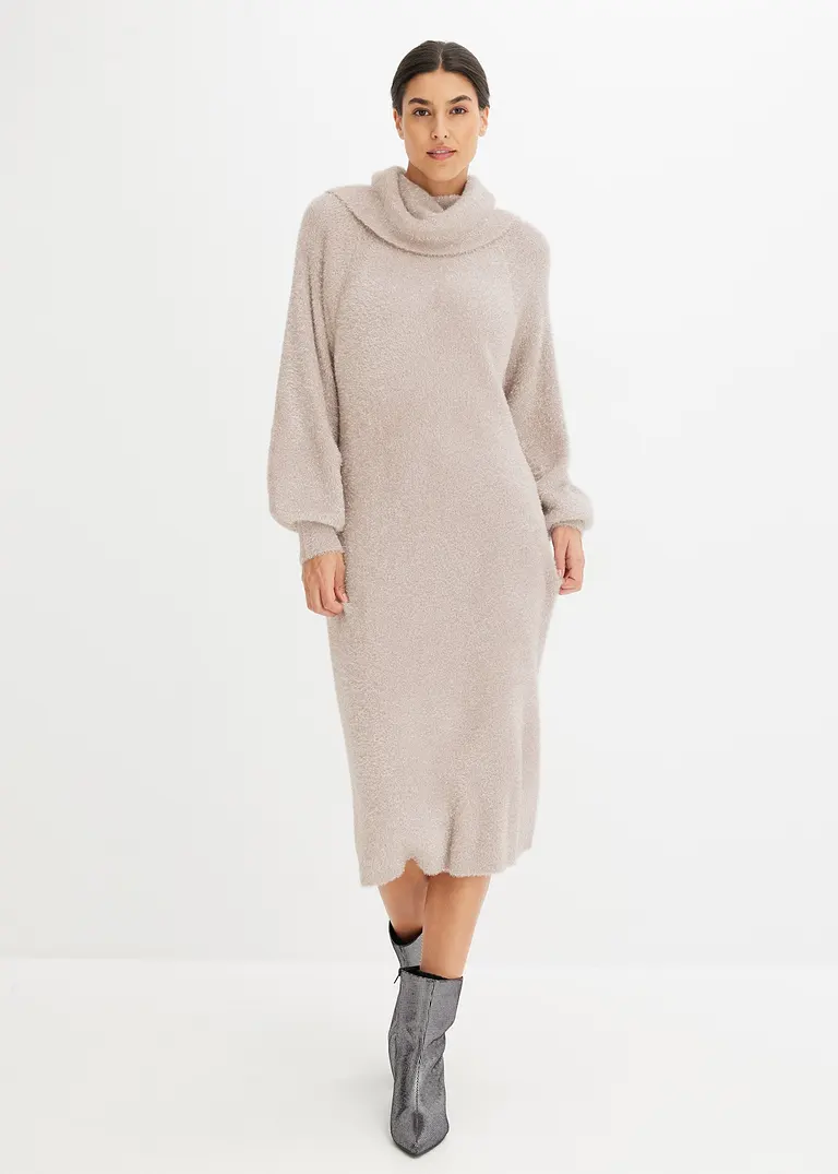 Bonprix Modisches Strickkleid Im Metallic Look - Grau - Damen