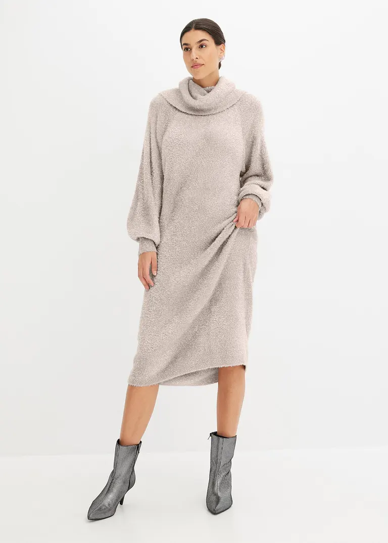 Bonprix Modisches Strickkleid Im Metallic Look - Grau - Damen