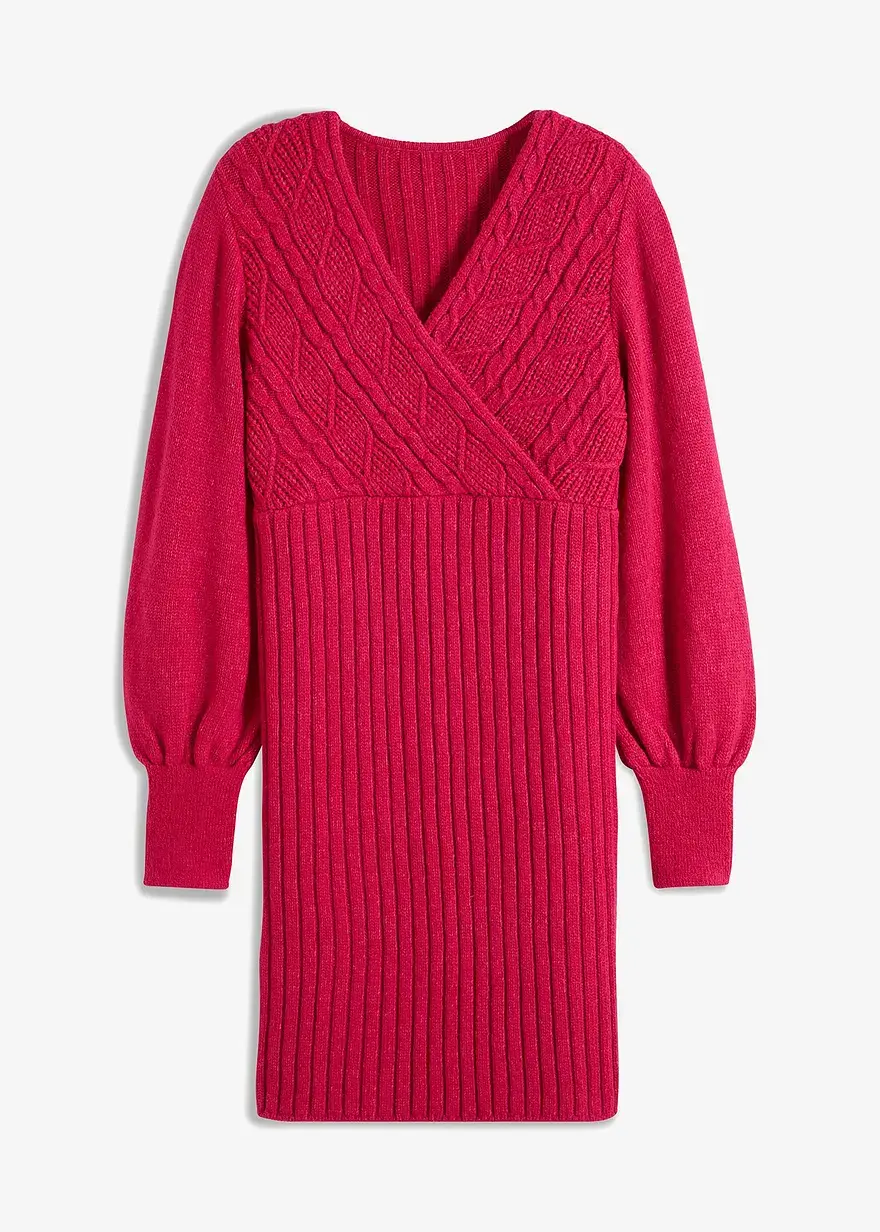 bonprix modisches Strickkleid mit Zopfmuster - pink - Damen