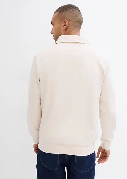 Bonprix Modisches Sweat-Polo Aus Bio-Baumwolle - Beige - Herren