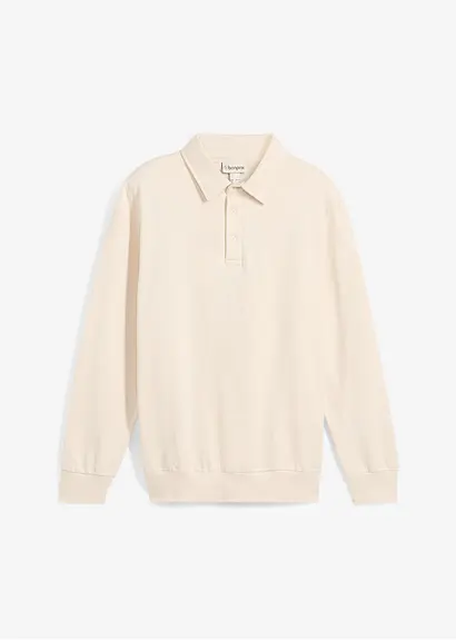 bonprix Modisches Sweat-Polo aus Bio-Baumwolle - beige - Herren