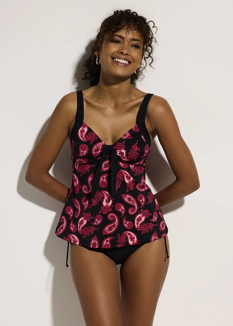 Bonprix Modisches Tankini Oberteil Mit Tollem Druck - Schwarz