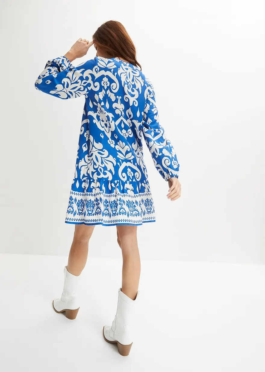 Bonprix Modisches Tunika-Kleid Mit Knopfleiste - Blau - Damen