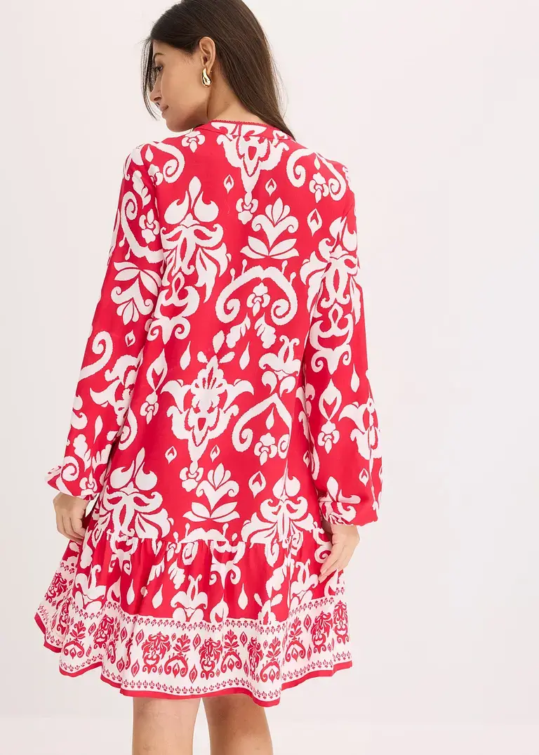 Bonprix Modisches Tunika-Kleid Mit Knopfleiste - Pink - Damen