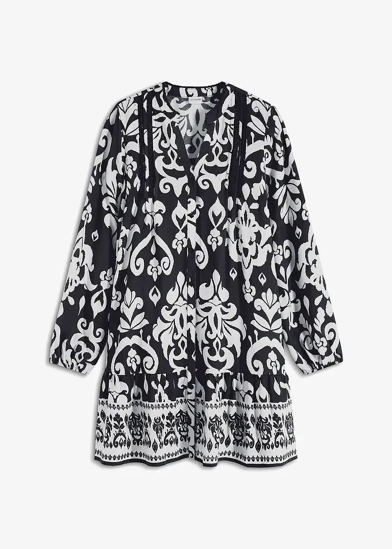 bonprix modisches Tunika-Kleid mit Knopfleiste - schwarz