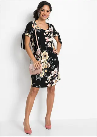 Bonprix Modisches Viskose-Kleid Mit Schönem Druck Und Bindebändern Am Ärmel
