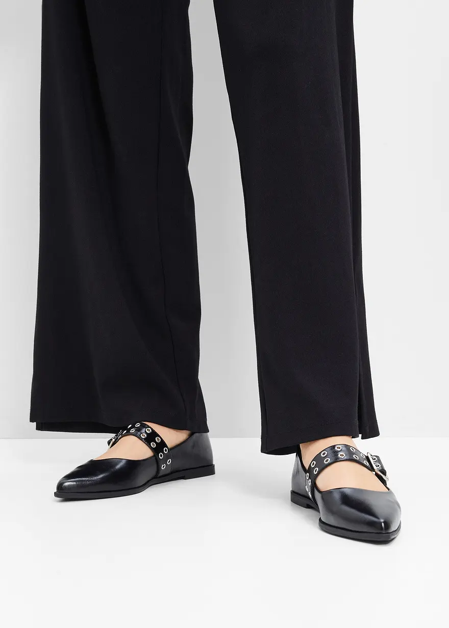 Bonprix Modsiche Ballerina Mit Dekorativer Schnalle Und Ösen - Schwarz