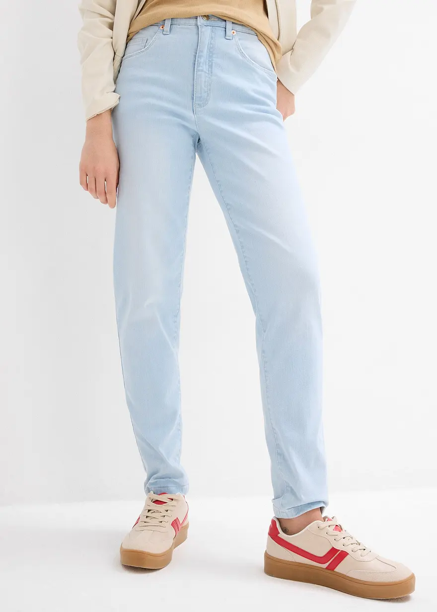 Bonprix Mom 5-Pocket-Jeans High Rise Cropped - Blau Regular