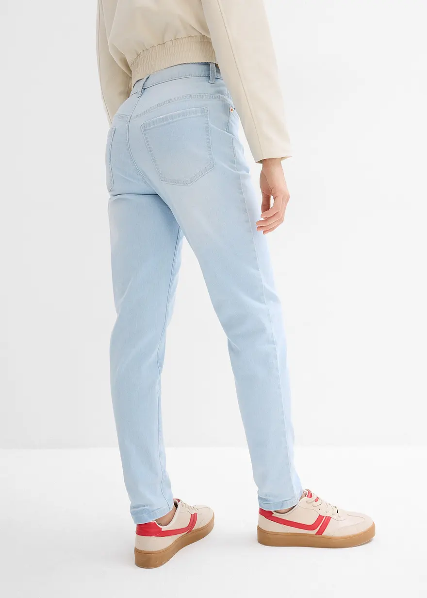 Bonprix Mom 5-Pocket-Jeans High Rise Cropped - Blau Regular
