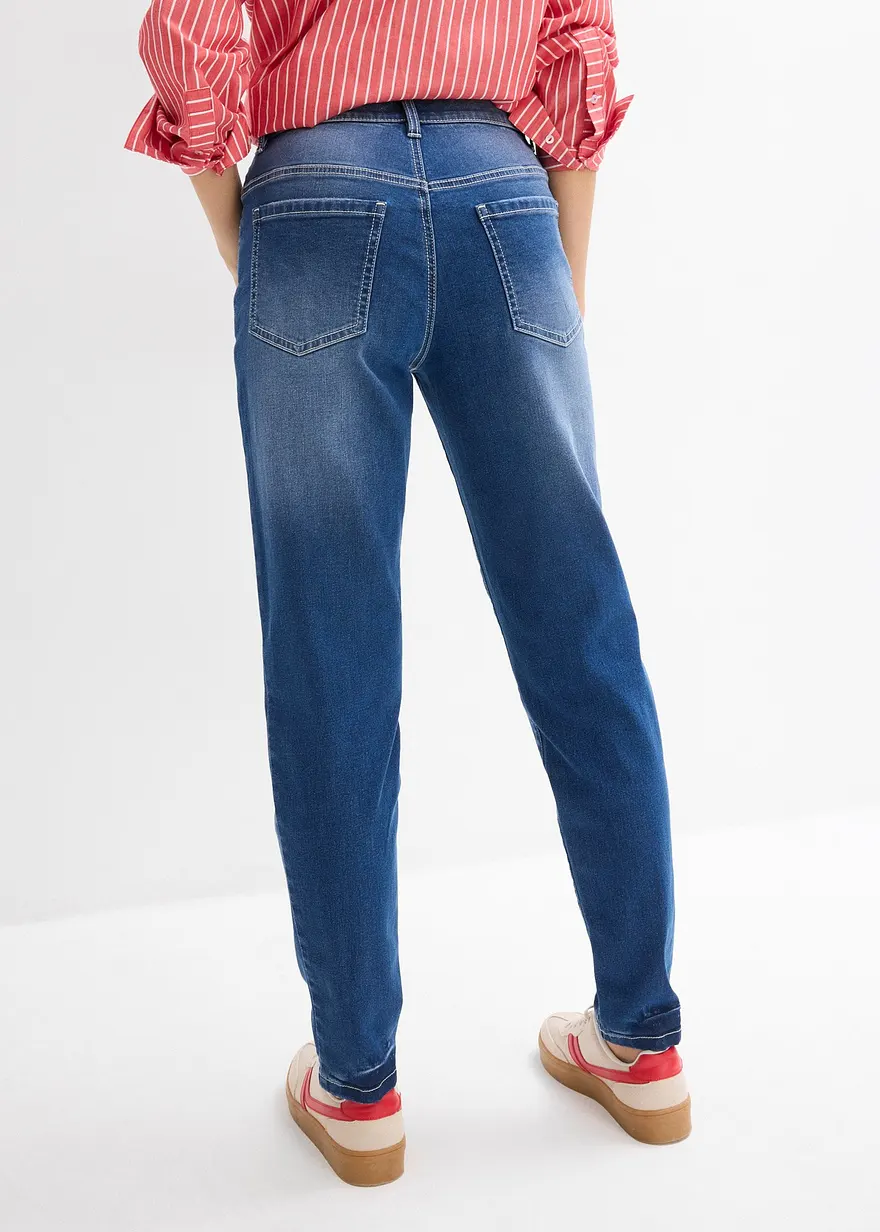 Bonprix Mom 5-Pocket-Jeans High Rise Cropped - Blau Regular