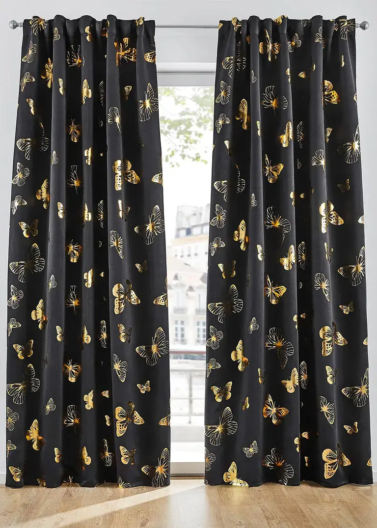 bonprix Nachhaltiger Verdunklungsvorhang mit glänzenden Schmetterlingen