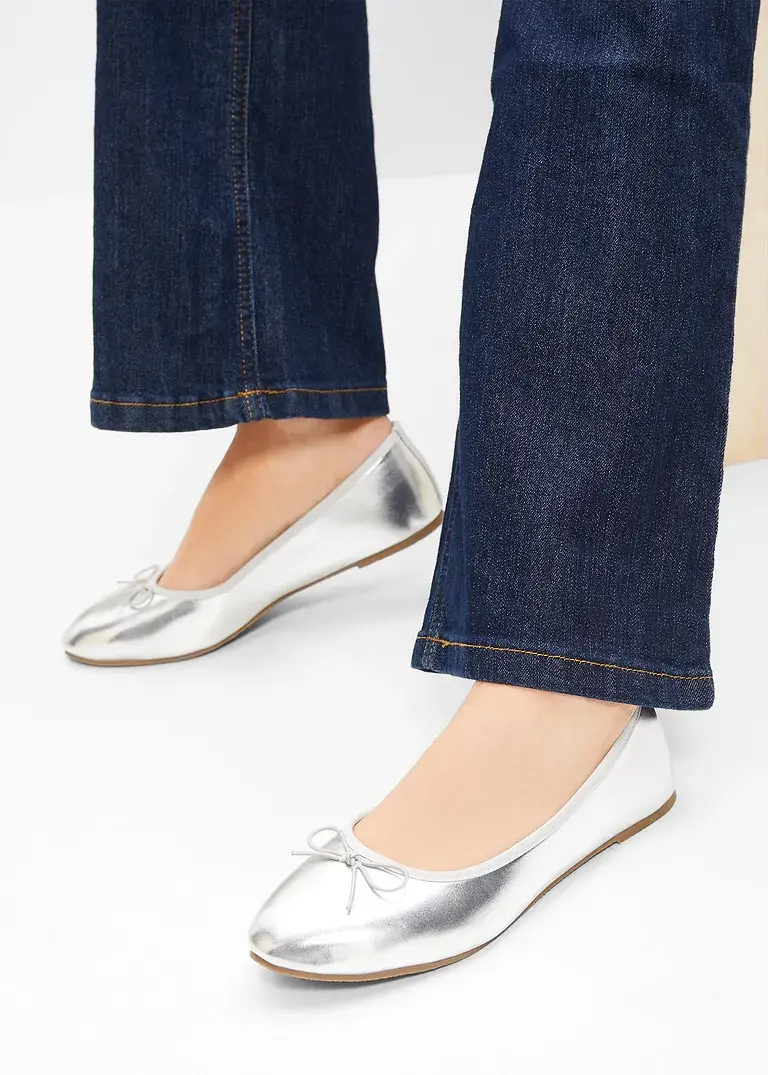 Bonprix Niedliche Ballerina Mit Schleife - Silber - Damen