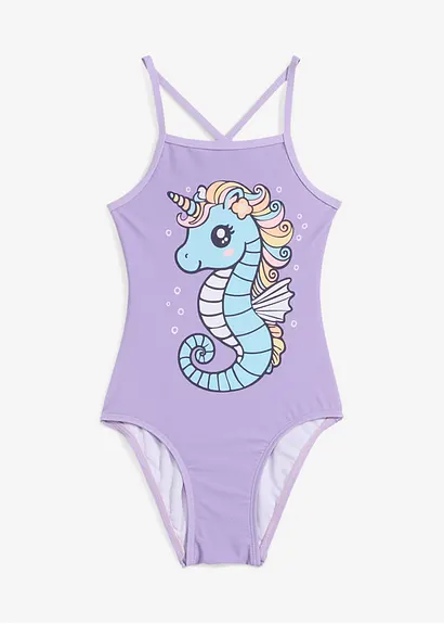 bonprix Niedlicher Badeanzug mit coolen überkreuzten Trägern. - lila