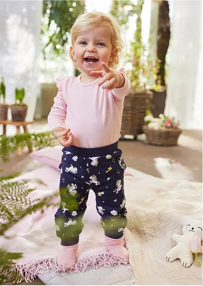 Bonprix Niedliches Set Mit Buntem Print - Puderrosa + Dunkelblau Bedruckt