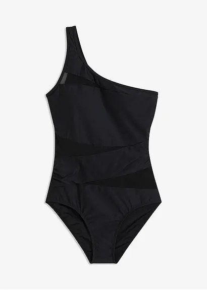Bonprix One-Shoulder Shape Badeanzug Aus Formgebendem Material - Schwarz