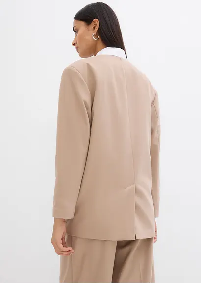 Bonprix Oversize Blazer Mit Taschen Und Verschlussvarianten - Beige