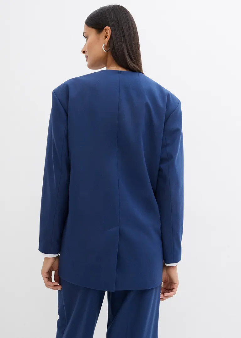 Bonprix Oversize Blazer Mit Taschen Und Verschlussvarianten - Blau