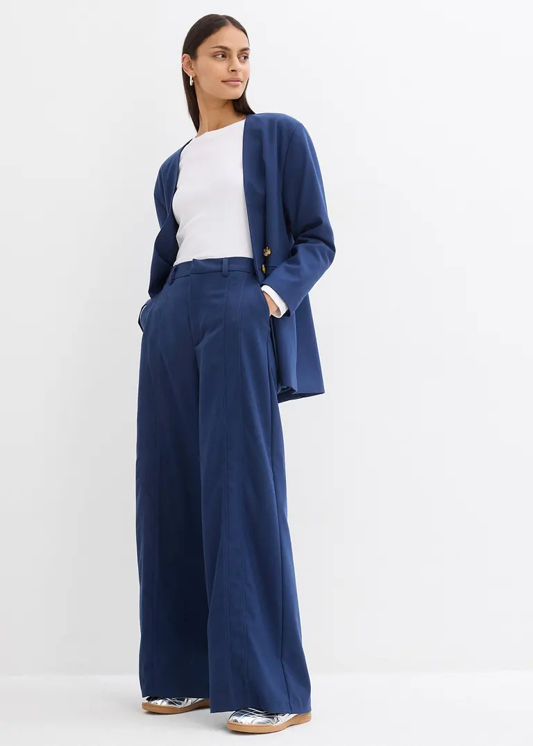 Bonprix Oversize Blazer Mit Taschen Und Verschlussvarianten - Blau