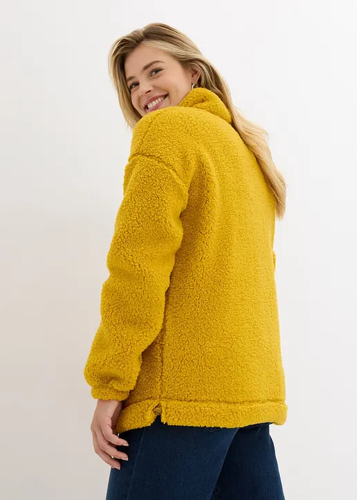 Bonprix Oversize- Fleeceshirt Mit Stehkragen Und Reißverschluss - Gelb
