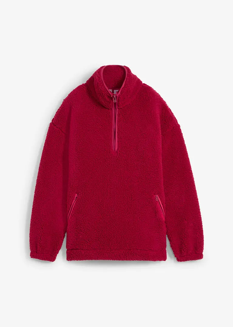 bonprix Oversize- Fleeceshirt mit Stehkragen und Reißverschluss - pink