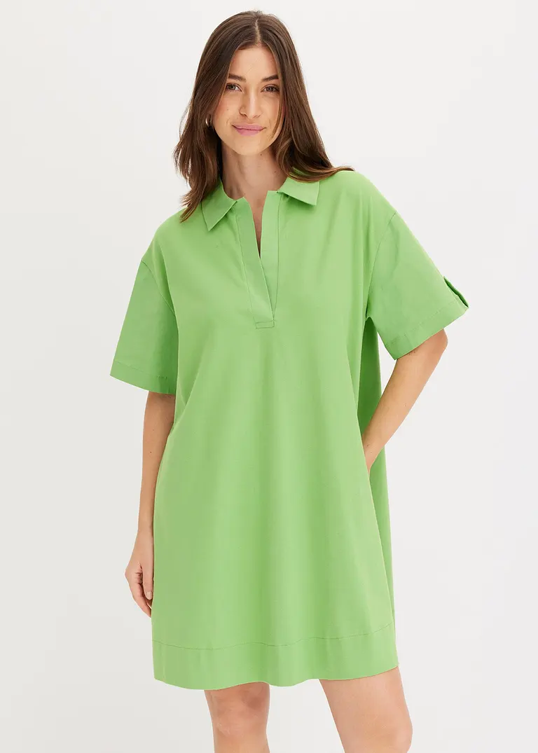 Bonprix Oversize Hemdblusenkleid Mit Offenem Kragen In A-Linie - Grün