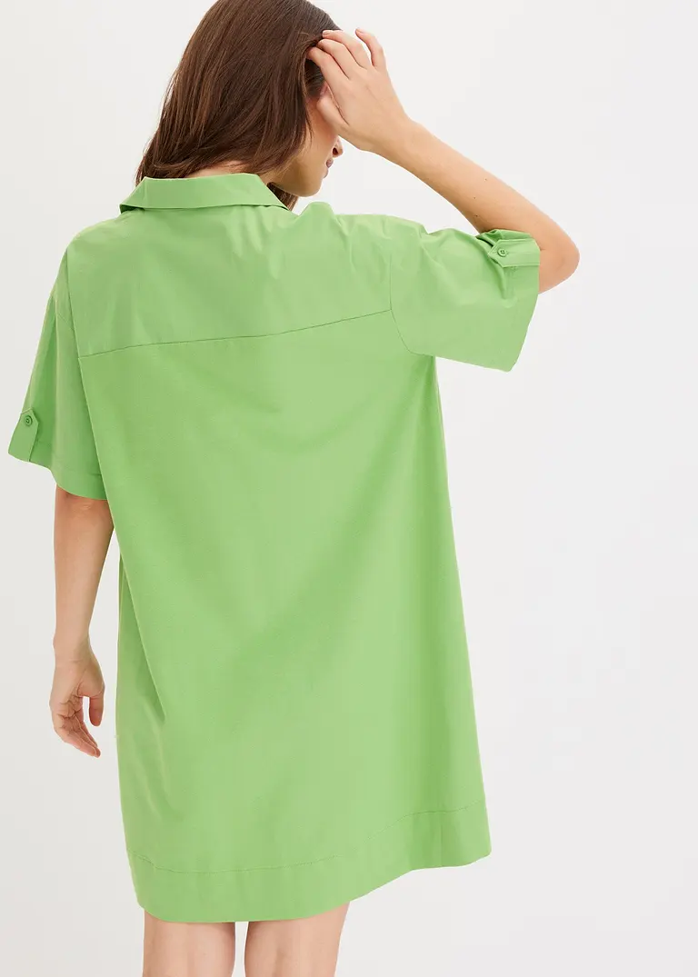 Bonprix Oversize Hemdblusenkleid Mit Offenem Kragen In A-Linie - Grün