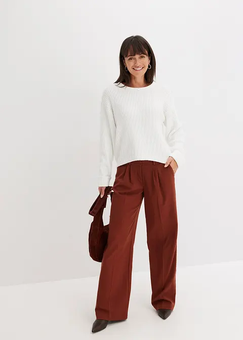 Bonprix Oversize-Pullover Aus Weichem Chenille - Weiß - Damen