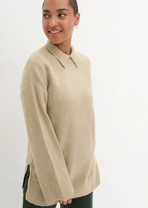 Bonprix Oversize Pullover Mit Turtleneck Sorgt Durch Seitenschlitze Für Mehr Komfort