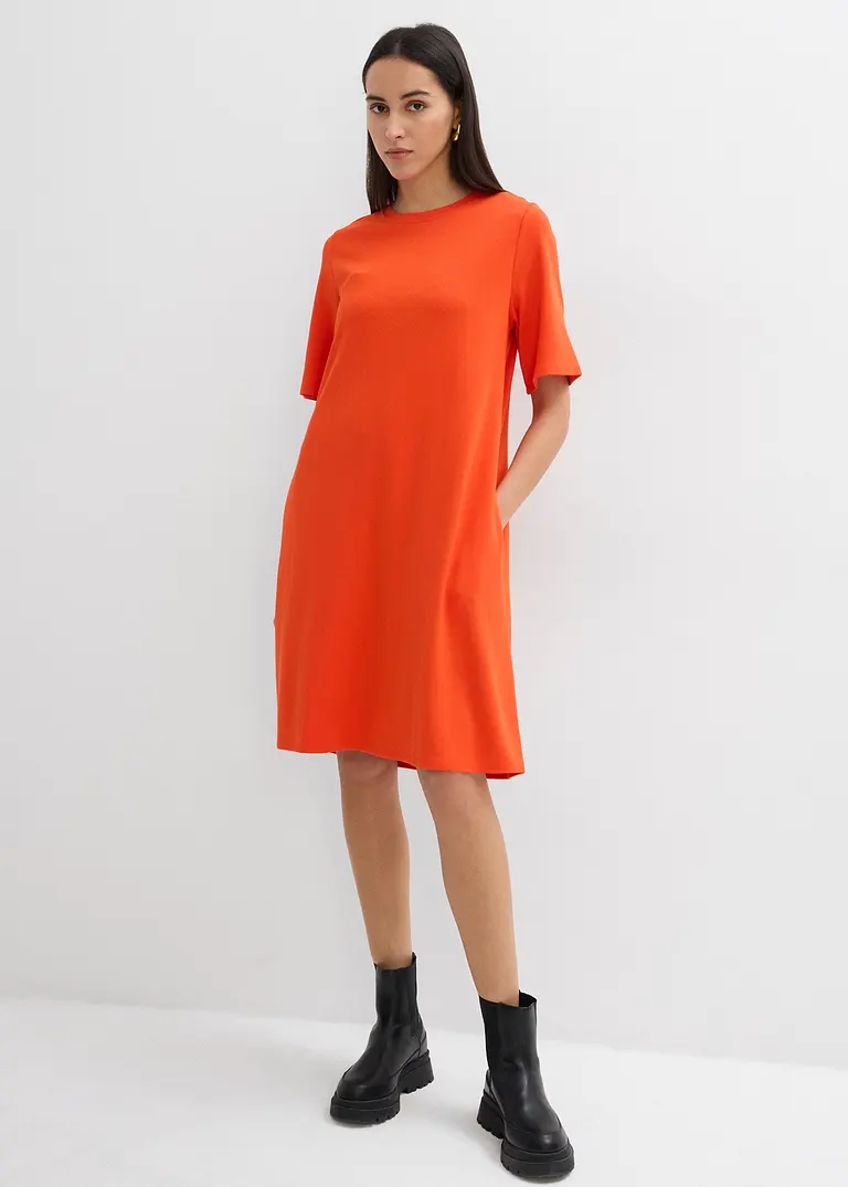Bonprix Oversize Shirtkleid Mit Kurzen Ärmeln In A-Linie - Rot