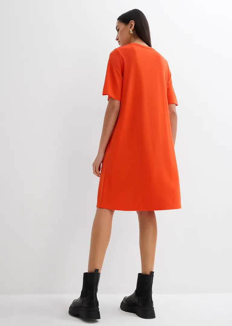 Bonprix Oversize Shirtkleid Mit Kurzen Ärmeln In A-Linie - Rot