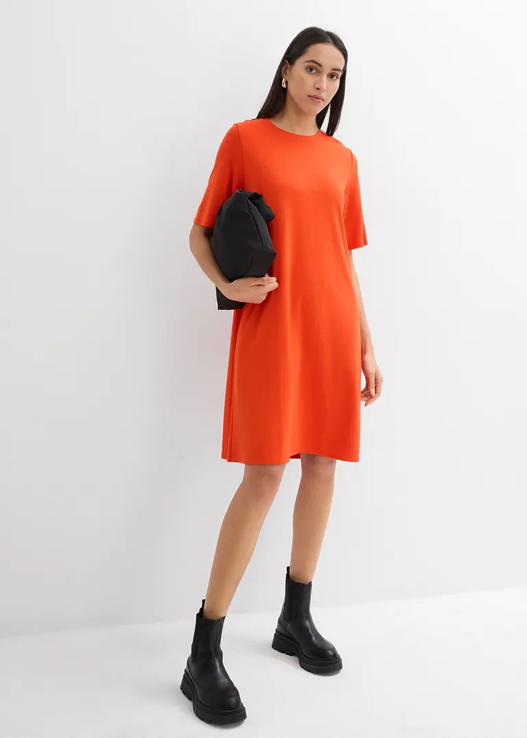 Bonprix Oversize Shirtkleid Mit Kurzen Ärmeln In A-Linie - Rot