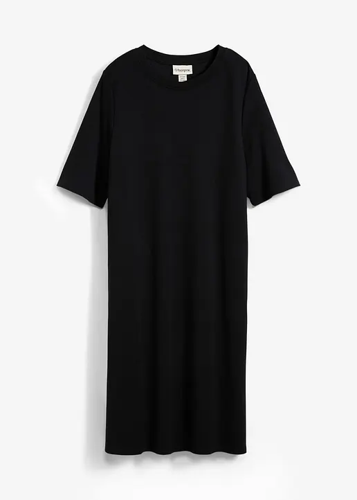 bonprix Oversize Shirtkleid mit kurzen Ärmeln in A-Linie - schwarz