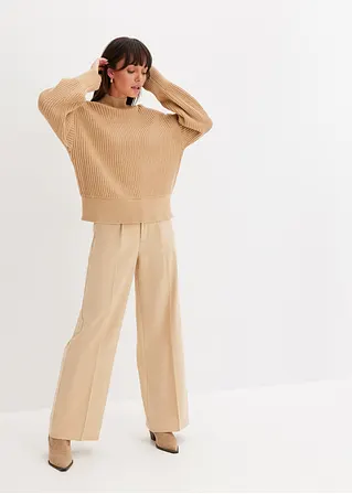 Bonprix Oversize Strickpullover Mit Stehkragen - Beige - Damen