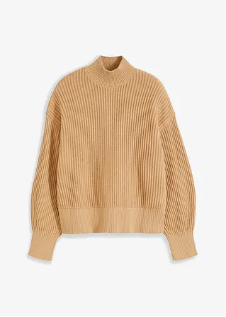 bonprix Oversize Strickpullover mit Stehkragen - beige - Damen
