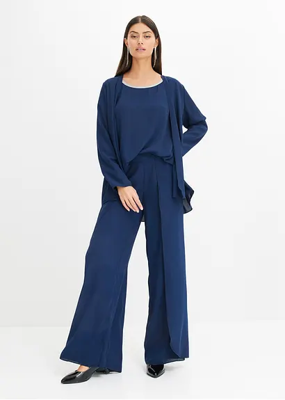 Bonprix Oversized Bluse Aus Feinem Georgette Mit Strasssteinverzierung Am Ausschnitt