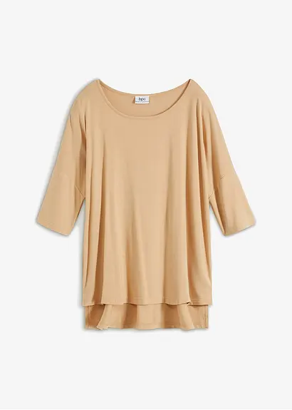 bonprix Oversized Boxy-Shirt mit U-Boot Ausschnitt - beige