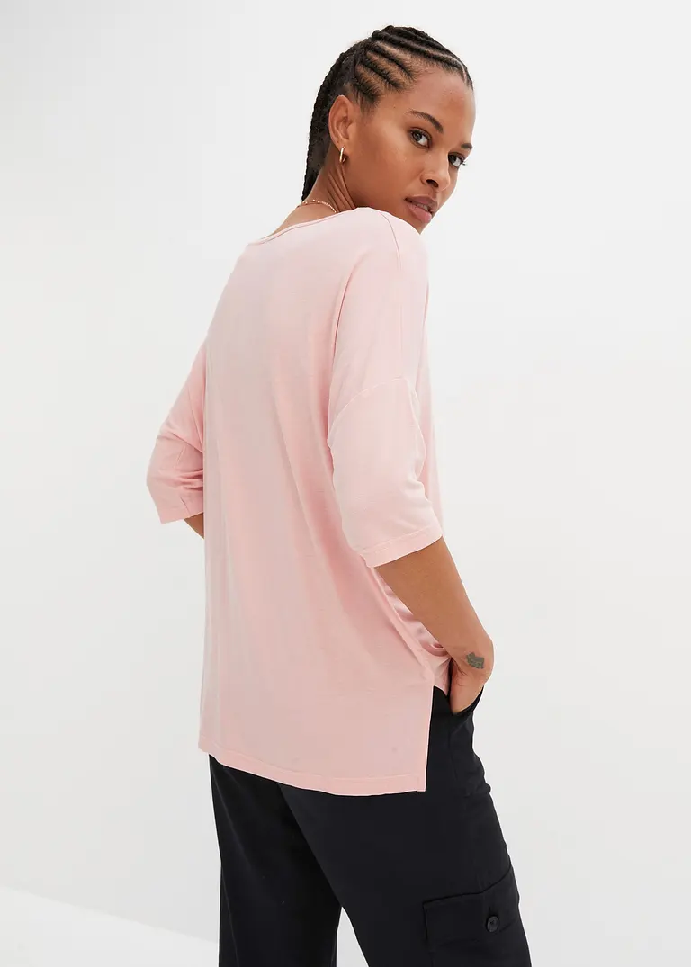 Bonprix Oversized Boxy-Shirt Mit U-Boot Ausschnitt - Rosa