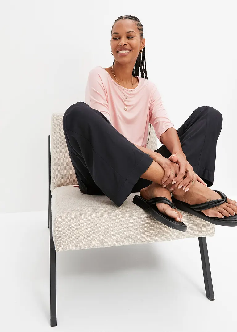 Bonprix Oversized Boxy-Shirt Mit U-Boot Ausschnitt - Rosa