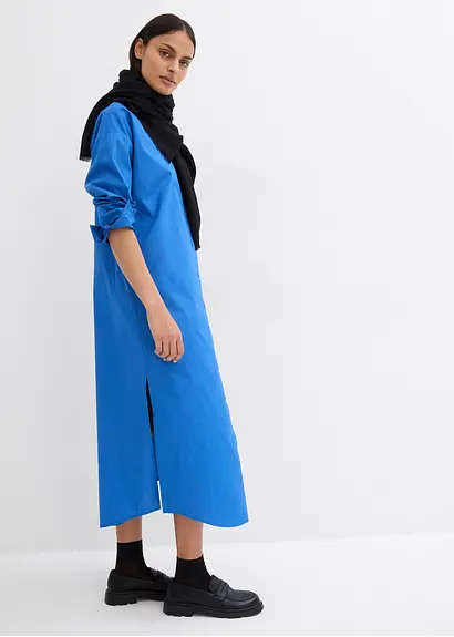 Bonprix Oversized Hemdblusenkleid Mit Langen Ärmeln - Blau