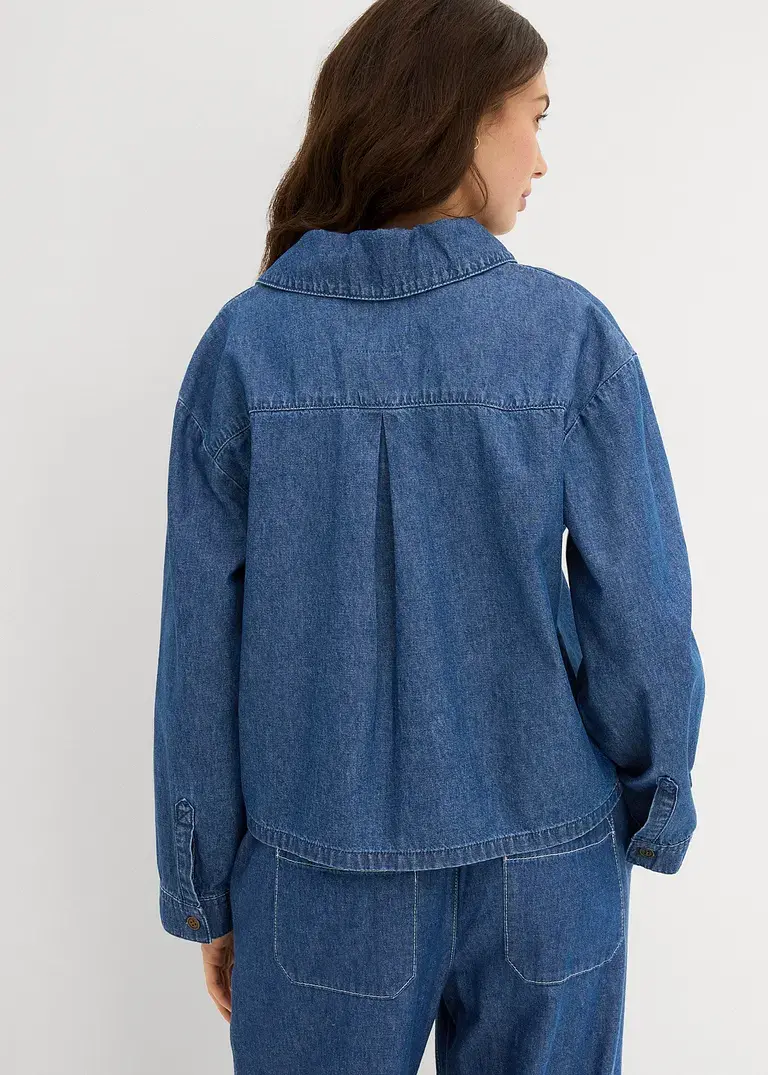 Bonprix Oversized Jeans-Tunika Mit Tasche - Blau - Damen