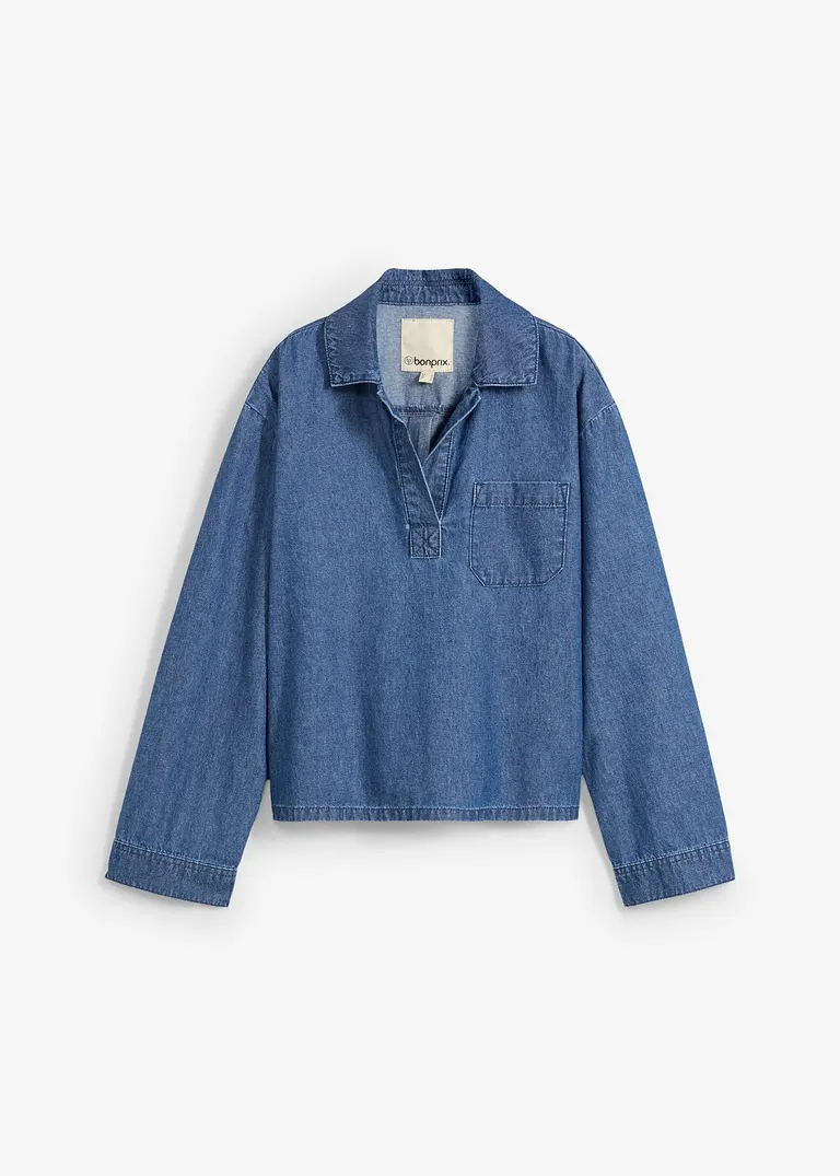 bonprix Oversized Jeans-Tunika mit Tasche - blau - Damen