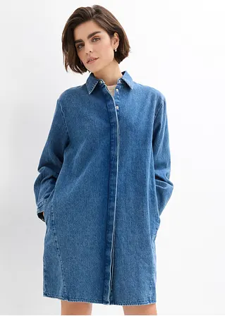 Bonprix Oversized Jeanskleid Mit Knöpfen - Blau - Damen