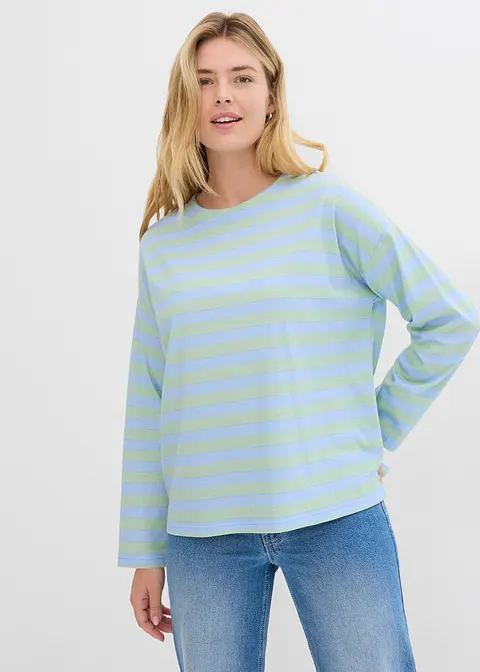 Bonprix Oversized Langarm-Shirt Mit Vokuhila Saum - Blau