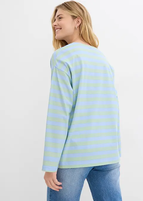 Bonprix Oversized Langarm-Shirt Mit Vokuhila Saum - Blau