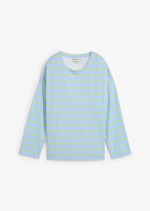 bonprix Oversized Langarm-Shirt mit Vokuhila Saum - blau