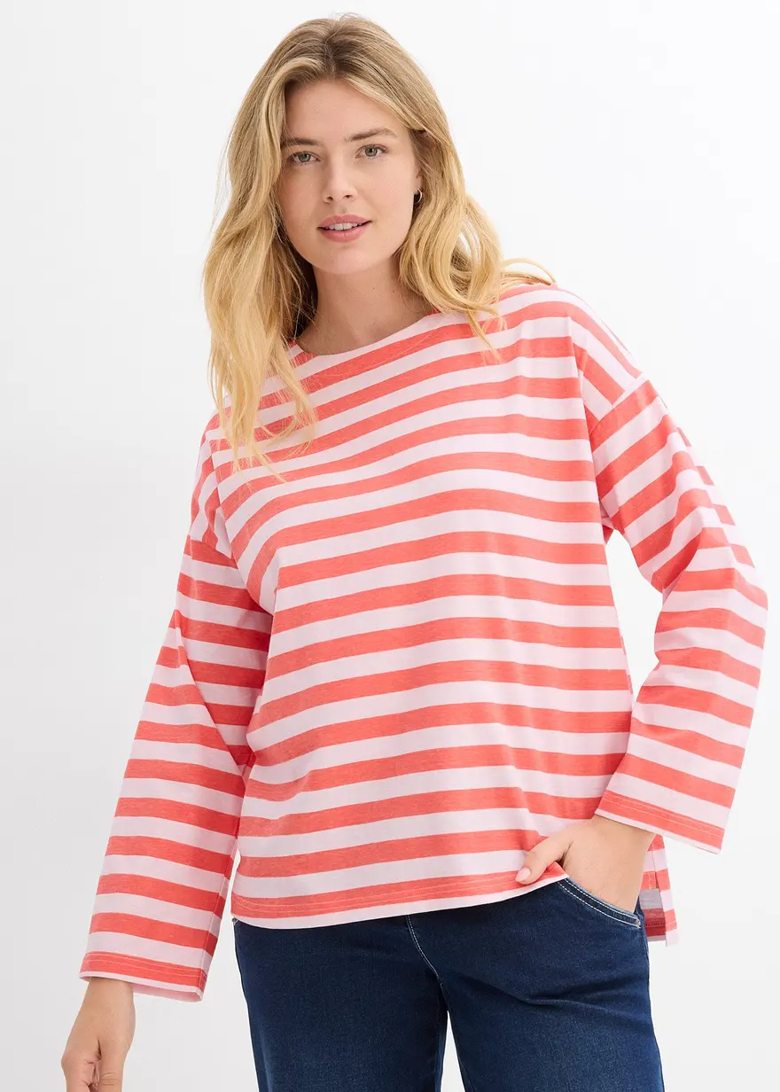 Bonprix Oversized Langarm-Shirt Mit Vokuhila Saum - Pink