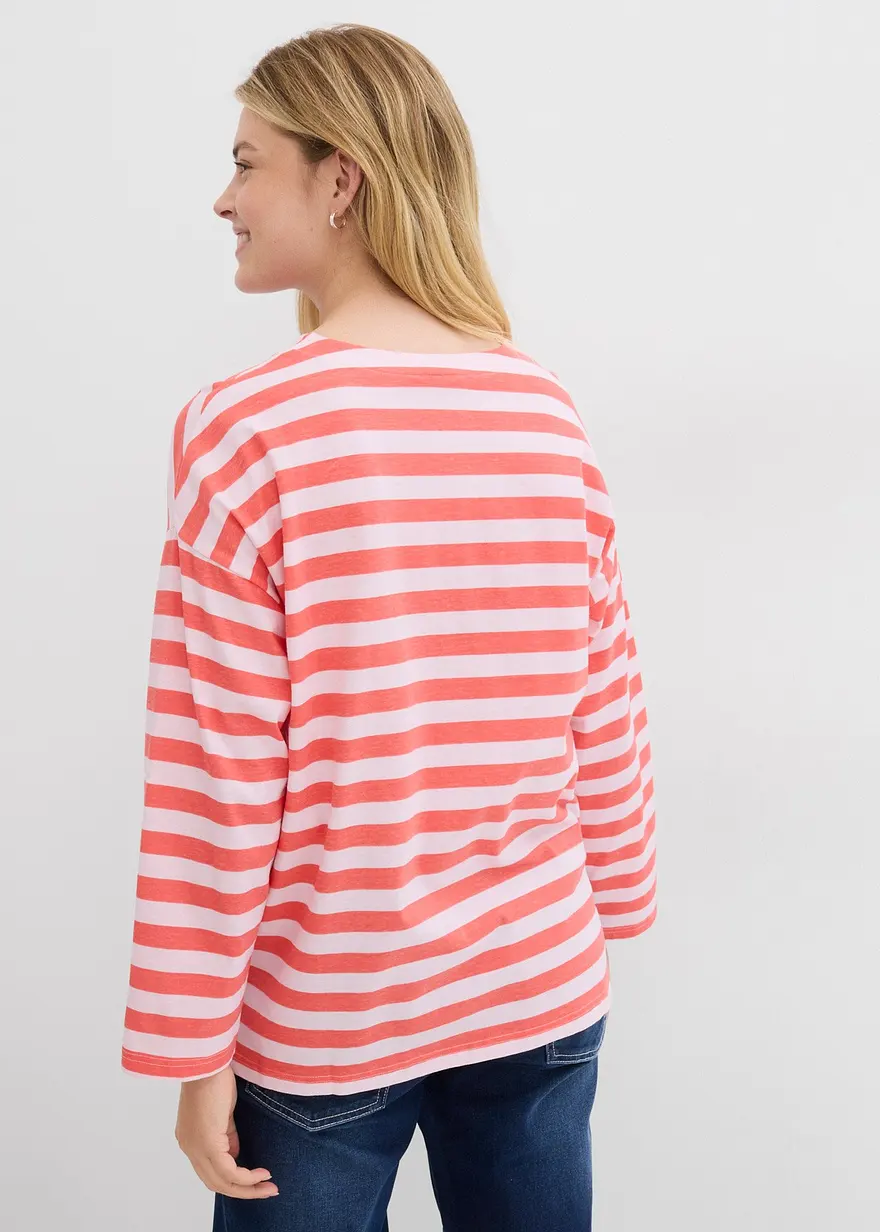 Bonprix Oversized Langarm-Shirt Mit Vokuhila Saum - Pink